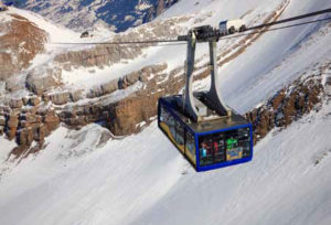 Glacier 3000 ski gondola climbing the mountain
