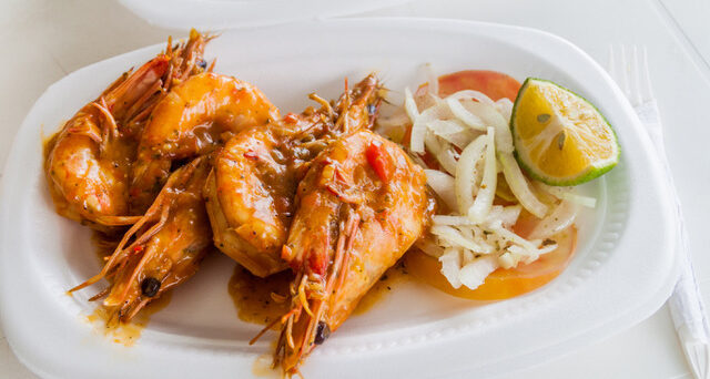 Small plate of prawns at Mercado de Mariscos Seafood Market in Panama City --ID 130945830 © Matyas Rehak _ Dreamstime.com prawns